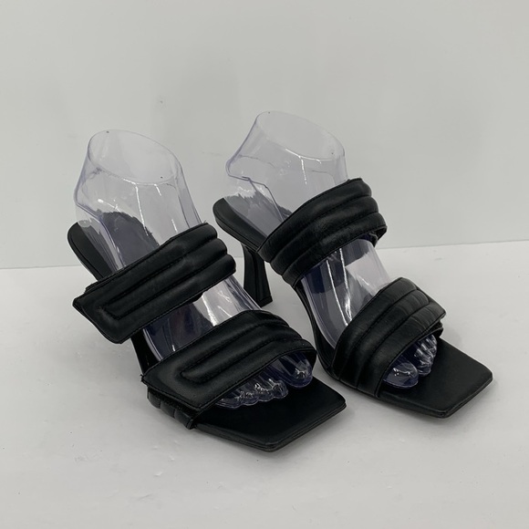 Abound Qarly quilted double strap sandals slide kitten heel shoe black 8.5 - Picture 2 of 6